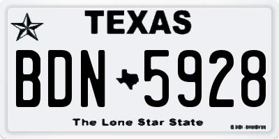 TX license plate BDN5928