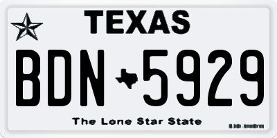 TX license plate BDN5929