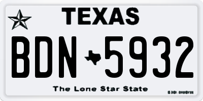 TX license plate BDN5932