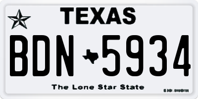 TX license plate BDN5934