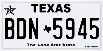 TX license plate BDN5945