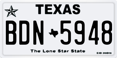 TX license plate BDN5948