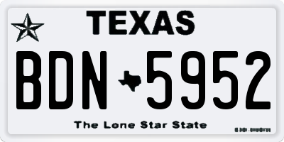 TX license plate BDN5952