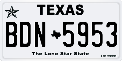 TX license plate BDN5953