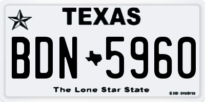 TX license plate BDN5960