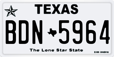 TX license plate BDN5964