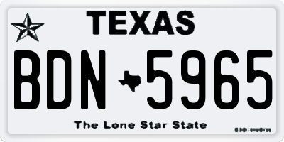 TX license plate BDN5965