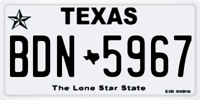 TX license plate BDN5967