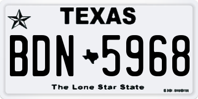 TX license plate BDN5968