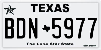 TX license plate BDN5977