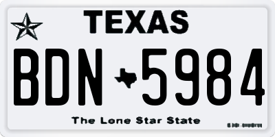 TX license plate BDN5984