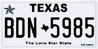 TX license plate BDN5985