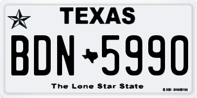 TX license plate BDN5990