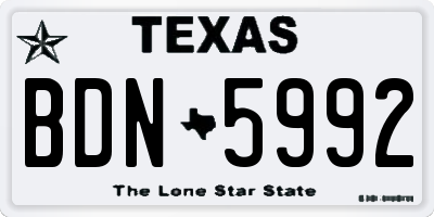 TX license plate BDN5992