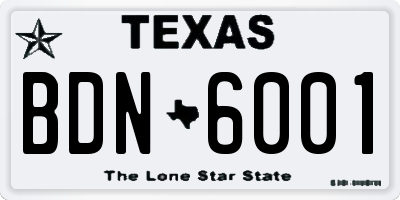 TX license plate BDN6001