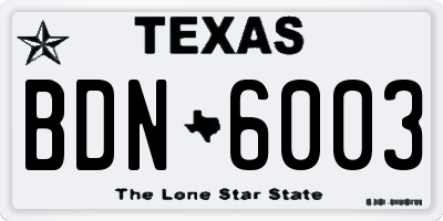 TX license plate BDN6003