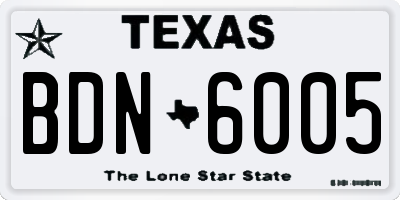 TX license plate BDN6005