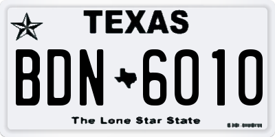TX license plate BDN6010