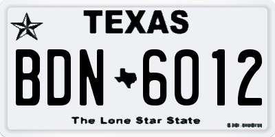 TX license plate BDN6012