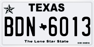 TX license plate BDN6013