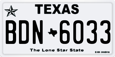 TX license plate BDN6033