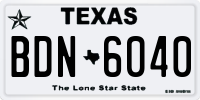 TX license plate BDN6040