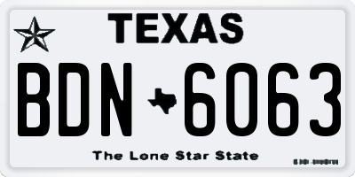 TX license plate BDN6063
