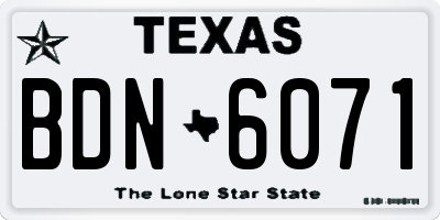 TX license plate BDN6071