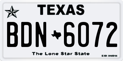 TX license plate BDN6072
