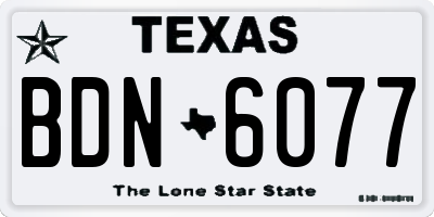 TX license plate BDN6077