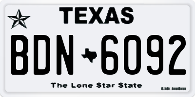 TX license plate BDN6092