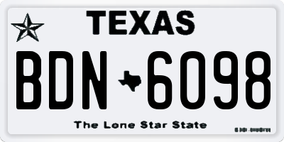 TX license plate BDN6098