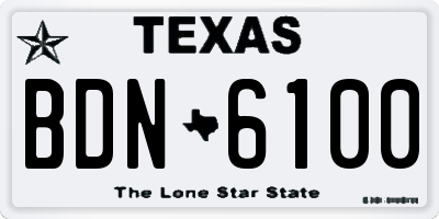 TX license plate BDN6100