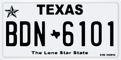 TX license plate BDN6101