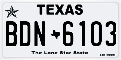 TX license plate BDN6103