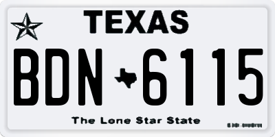 TX license plate BDN6115