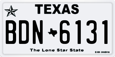 TX license plate BDN6131