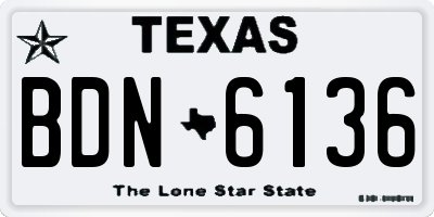TX license plate BDN6136