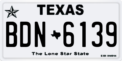 TX license plate BDN6139