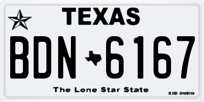 TX license plate BDN6167