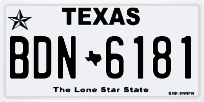 TX license plate BDN6181