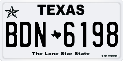 TX license plate BDN6198