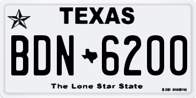 TX license plate BDN6200