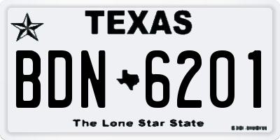 TX license plate BDN6201