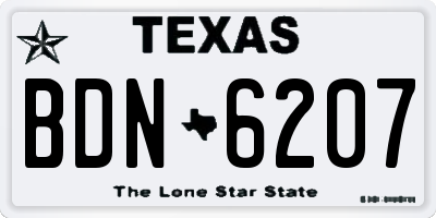 TX license plate BDN6207