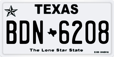 TX license plate BDN6208