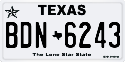 TX license plate BDN6243