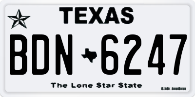 TX license plate BDN6247