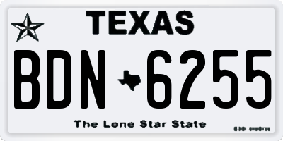 TX license plate BDN6255
