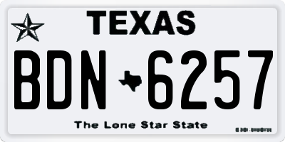 TX license plate BDN6257